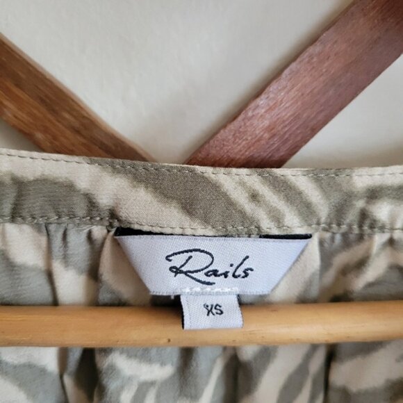 Rails Mini Dress Lightweight Long Sleeve Gray Olive Green Animal Print XS - Picture 3 of 12